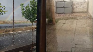 Foto y video: piedra en seco y arco iris en Caucete