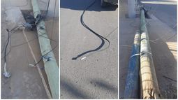 Cables sobre la calle. Dos motociclistas casi sufrieron una descarga eléctrica.