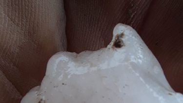 Impresionante caída de granizo en Sarmiento: corta pero con piedras muy grandes