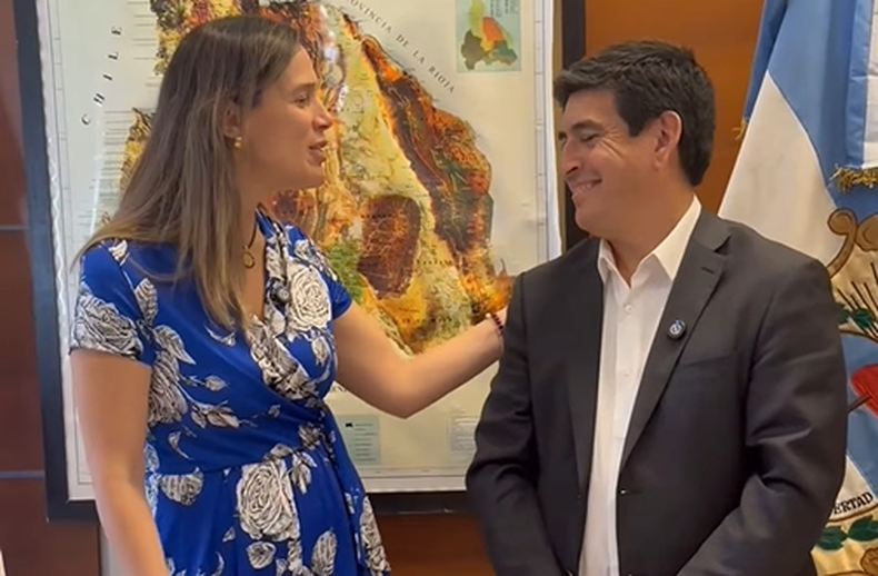 La alcaldesa de la Serena, Daniela Norambuena junto al ministro de Turismo Guido Romero, cuando los chilenos visitaron San Juan la semana pasada. 
