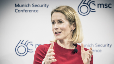 La primera ministra de Estonia, Kaja Kallas, durante su intervención en la Conferencia de Seguridad de Munich.