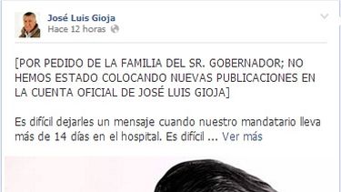 Emotivo mensaje para Gioja en Facebook