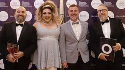 Autoridades del Centro Cultural Amadeo Conte Grand, felices por el reconocimiento recibido en Buenos Aires.