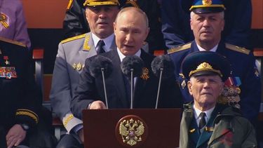 El presidente ruso Vladimir Putin, durante su discurso por el Día de la Victoria