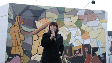 Trimarco en Rawson: Inauguraron un mural y recorrió la Comisaría para la Mujer