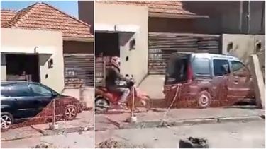 Video: en una calle cortada en San Juan, los conductores pasan ¡por la vereda!