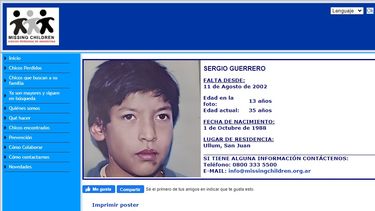 El caso del niño desaparecido que conmovió a San Juan llegó a Missing Children tras 22 años