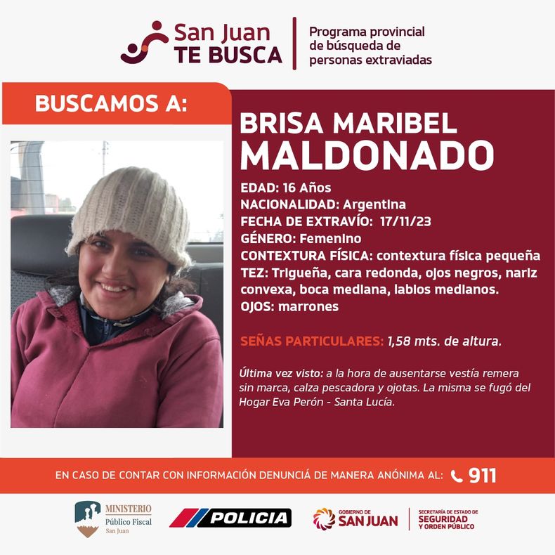 Buscan desesperadamente a una joven sanjuanina que se fugó de un hogar  estatal