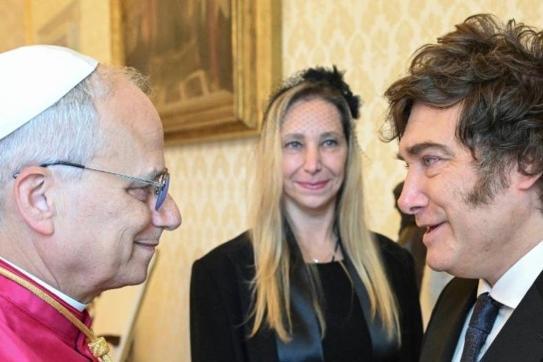 Pope Leo XIV meets with President Javier Milei of Argentina in the Vaticans Apostolic Palace, highlighting the importance of urgent efforts in support of peace..jpg