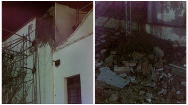 Cayó parte del revestimiento de uno de los muros de la parroquia histórica de Jáchal