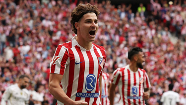 Julián Álvarez, celebrando un gol con la camiseta del Atlético de Madrid. Julián Álvarez, celebrando un gol con la camiseta del Atlético de Madrid.