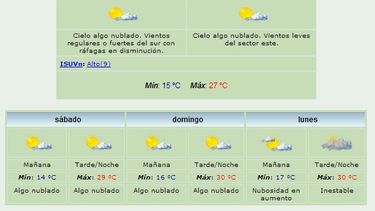 Anuncian máxima de 27 grados y viento Este
