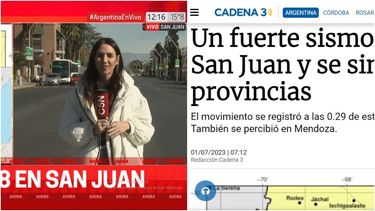 El temblor en San Juan llegó a los medios de todo el país