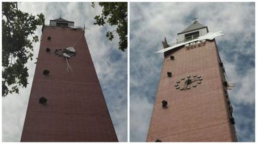 El fuerte viento tiró una enorme estrella que había en el campanil de la Catedral