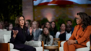 Kamala Harris, durante la entrevista que brindó el jueves.