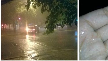 Llegó la noche con fuerte lluvia y piedra en varios departamentos