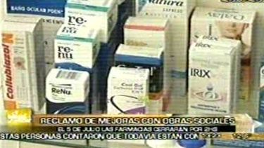 Farmacéuticos, en reclamo a Obras Sociales, tomarán medidas de fuerzas