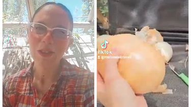Una jachallera es viral, asombrada por el tamaño de las cebollas del departamento