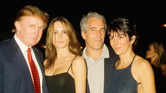 Donald Trump, Melania Trump, Jeffrey Epstein y Ghislaine Maxwell.