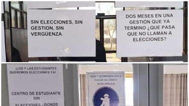 Los carteles que aparecieron en las facultades de la UNSJ y el reclamo contra los centros de estudiantes: Sin elecciones, sin gestión, sin vergüenza