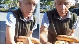 Video: pese al viento Zonda, un vendedor de semitas salió a trabajar y lo felicitaron en Rivadavia