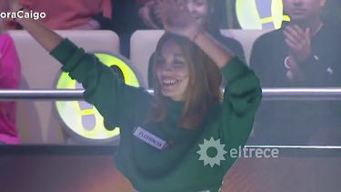 La sanjuanina Florencia Montero festejando el triunfo en Ahora Caigo
