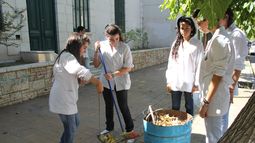 Alumnos ecologistas: Cuidan los canteros y árboles de su escuela