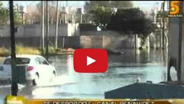 Se desbordó el Canal Benavidez e inundó varias casas