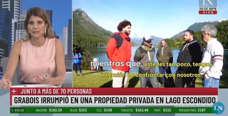 Los medios nacionales reflejan desde este martes el reclamo de juan Grabois en Lago Escondido por las propiedades del magnate británico Joe Lewis. Allí se ve al sanjuanino Eduardo Camus.