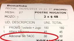 ¿Un café sanjuanino cobra un adicional para los celíacos?