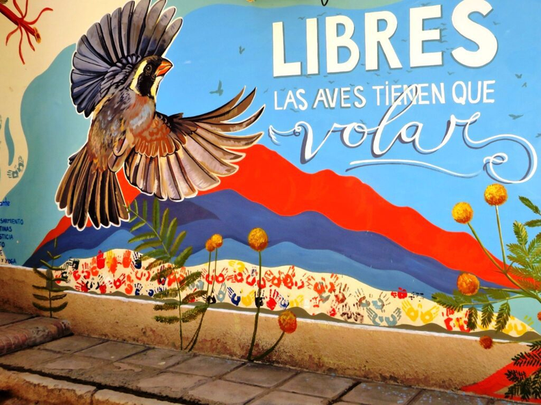 El mural de la escuela Rafael Obligado.