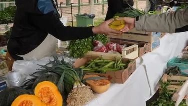 Chimbas organizó una Feria Agroproductiva con venta de frutas y verduras en la previa de Semana Santa.