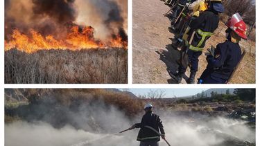 Los bomberos de la primera línea de fuego que lucharon contra el fuego en Zonda