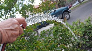 Video: en horario de uso restringido del agua y en pleno centro, instaló un lavadero de autos