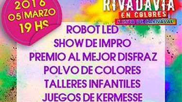 Sorteamos entradas para la fiesta de carnaval Rivadavia en Colores