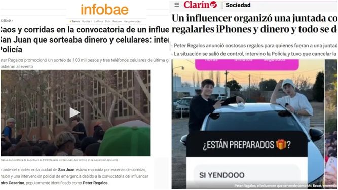 El boom de Peter Regalos en San Juan, con eco en los medios nacionales: qué dijeron sobre la presentación del influencer