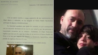 En su despedida, Guillermo compartió una imagen en la que se lo ve junto a su hijo Lautaro y la carta que recibió del Papa.
