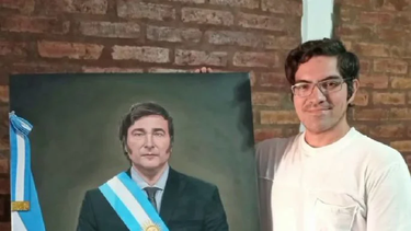 Un artista sanjuanino pintó un retrato de Javier Milei: En él residen mis bendiciones