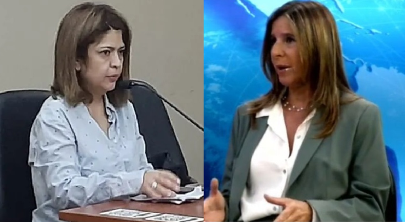 La abogada María Filomena Noriega y la fiscal María Paula Carena estuvieron presentes en la audiencia del jueves último.