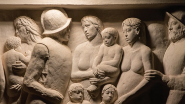 Deportación de los huarpes, obra de Raffaele Beretta en Pocito, sobre cómo los conquistadores sometieron a los pueblos originarios.&nbsp;