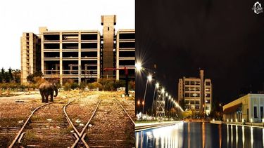El antes y el después del Centro Cívico con el Teatro del BicentenarioLa historia de la imagen del elefante frente al Centro Cívico